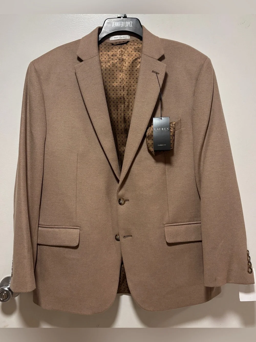 Lauren Ralph Lauren Mens Camel Classic Fit Wool Silk Cashmere Blazer 44R $450
